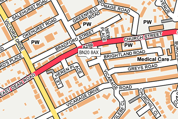 BN20 8AX map - OS OpenMap – Local (Ordnance Survey) BN20 8AX map - OS OpenMap – Local (Ordnance Survey)