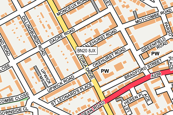 BN20 8JX map - OS OpenMap – Local (Ordnance Survey) BN20 8JX map - OS OpenMap – Local (Ordnance Survey)