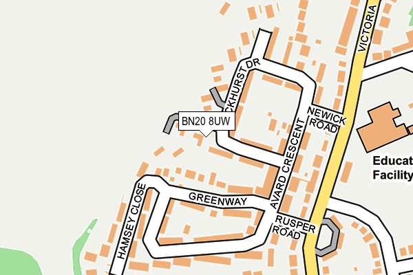 BN20 8UW map - OS OpenMap – Local (Ordnance Survey) BN20 8UW map - OS OpenMap – Local (Ordnance Survey)
