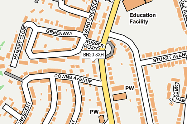 BN20 8XH map - OS OpenMap – Local (Ordnance Survey) BN20 8XH map - OS OpenMap – Local (Ordnance Survey)
