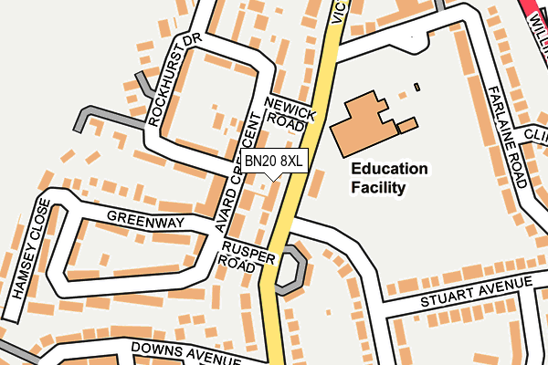 BN20 8XL map - OS OpenMap – Local (Ordnance Survey) BN20 8XL map - OS OpenMap – Local (Ordnance Survey)