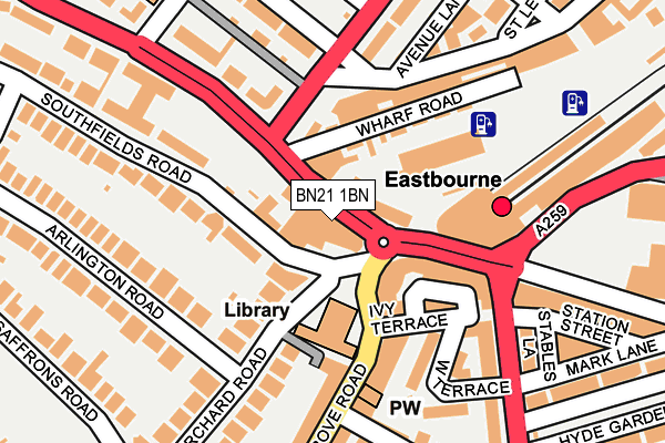 BN21 1BN map - OS OpenMap – Local (Ordnance Survey) BN21 1BN map - OS OpenMap – Local (Ordnance Survey)