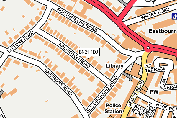 BN21 1DJ map - OS OpenMap – Local (Ordnance Survey) BN21 1DJ map - OS OpenMap – Local (Ordnance Survey)