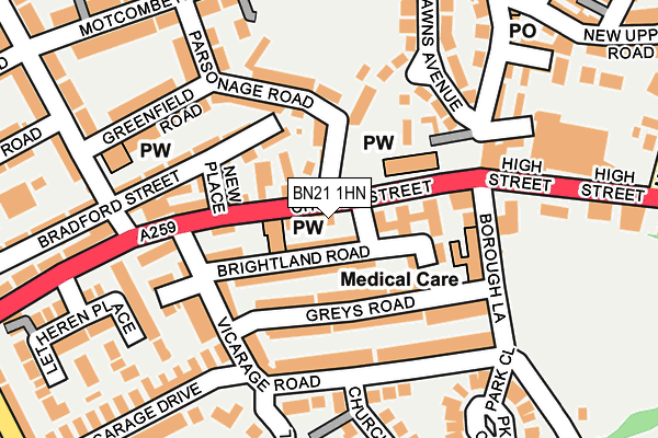BN21 1HN map - OS OpenMap – Local (Ordnance Survey) BN21 1HN map - OS OpenMap – Local (Ordnance Survey)