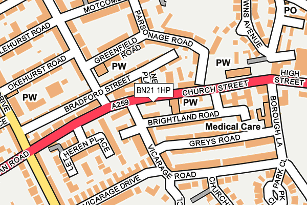 BN21 1HP map - OS OpenMap – Local (Ordnance Survey) BN21 1HP map - OS OpenMap – Local (Ordnance Survey)