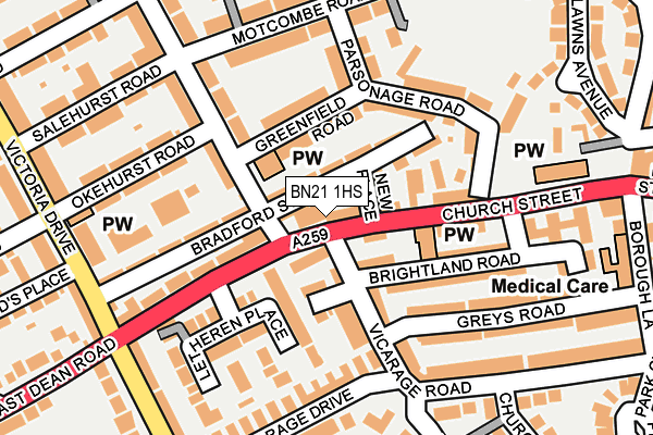 BN21 1HS map - OS OpenMap – Local (Ordnance Survey) BN21 1HS map - OS OpenMap – Local (Ordnance Survey)