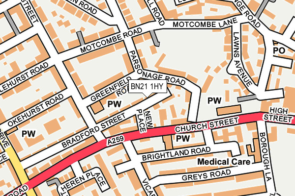 BN21 1HY map - OS OpenMap – Local (Ordnance Survey) BN21 1HY map - OS OpenMap – Local (Ordnance Survey)