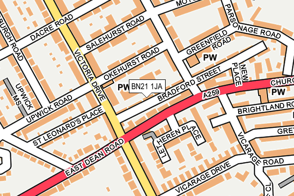 BN21 1JA map - OS OpenMap – Local (Ordnance Survey) BN21 1JA map - OS OpenMap – Local (Ordnance Survey)