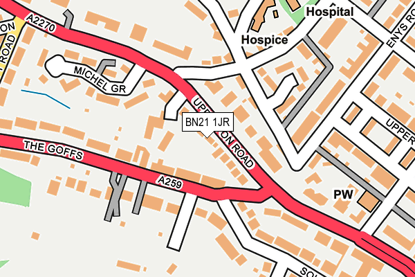 BN21 1JR map - OS OpenMap – Local (Ordnance Survey) BN21 1JR map - OS OpenMap – Local (Ordnance Survey)