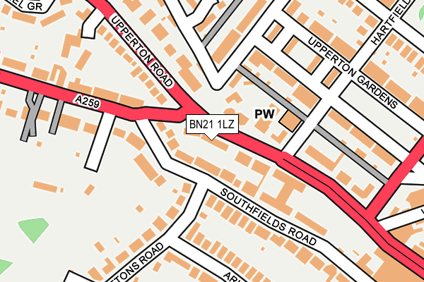 BN21 1LZ map - OS OpenMap – Local (Ordnance Survey) BN21 1LZ map - OS OpenMap – Local (Ordnance Survey)