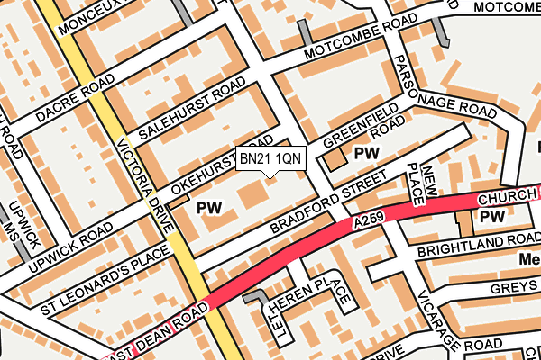 BN21 1QN map - OS OpenMap – Local (Ordnance Survey) BN21 1QN map - OS OpenMap – Local (Ordnance Survey)