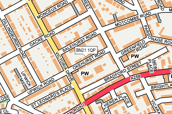 BN21 1QP map - OS OpenMap – Local (Ordnance Survey)