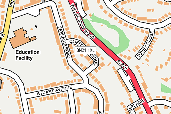 BN21 1XL map - OS OpenMap – Local (Ordnance Survey)