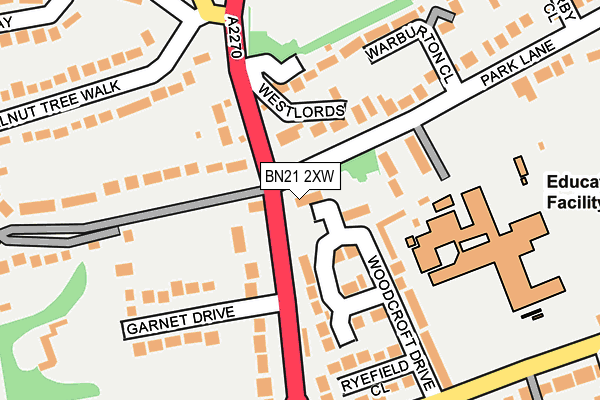 BN21 2XW map - OS OpenMap – Local (Ordnance Survey) BN21 2XW map - OS OpenMap – Local (Ordnance Survey)