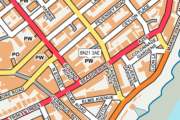 BN21 3AE map - OS OpenMap – Local (Ordnance Survey) BN21 3AE map - OS OpenMap – Local (Ordnance Survey)