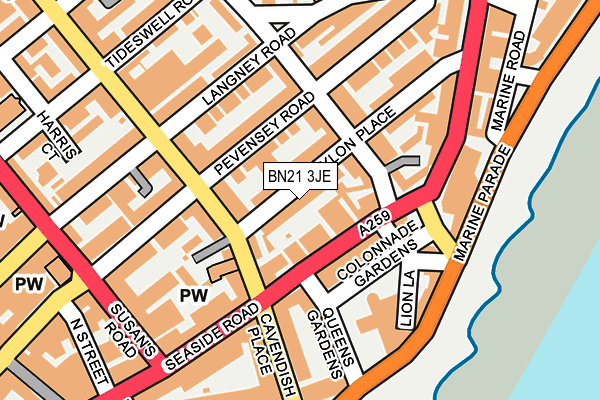 BN21 3JE map - OS OpenMap – Local (Ordnance Survey) BN21 3JE map - OS OpenMap – Local (Ordnance Survey)