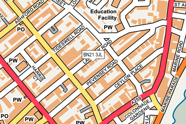 BN21 3JL map - OS OpenMap – Local (Ordnance Survey) BN21 3JL map - OS OpenMap – Local (Ordnance Survey)