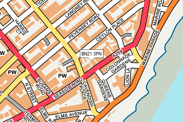 BN21 3PN map - OS OpenMap – Local (Ordnance Survey) BN21 3PN map - OS OpenMap – Local (Ordnance Survey)