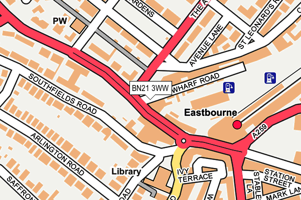 BN21 3WW map - OS OpenMap – Local (Ordnance Survey) BN21 3WW map - OS OpenMap – Local (Ordnance Survey)