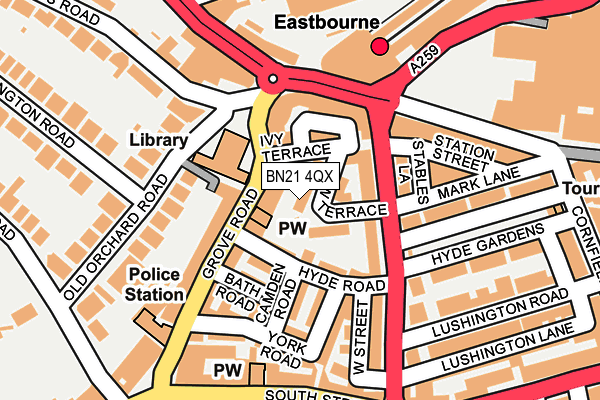 BN21 4QX map - OS OpenMap – Local (Ordnance Survey) BN21 4QX map - OS OpenMap – Local (Ordnance Survey)