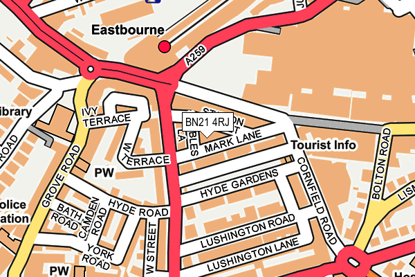 BN21 4RJ map - OS OpenMap – Local (Ordnance Survey)