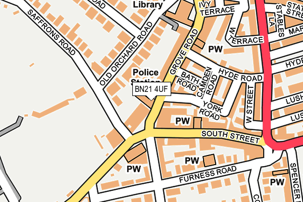 BN21 4UF map - OS OpenMap – Local (Ordnance Survey) BN21 4UF map - OS OpenMap – Local (Ordnance Survey)