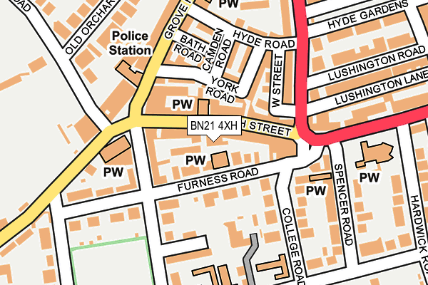 BN21 4XH map - OS OpenMap – Local (Ordnance Survey)