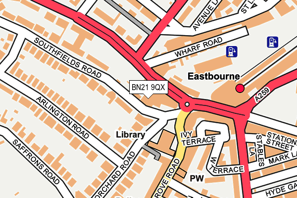 BN21 9QX map - OS OpenMap – Local (Ordnance Survey) BN21 9QX map - OS OpenMap – Local (Ordnance Survey)