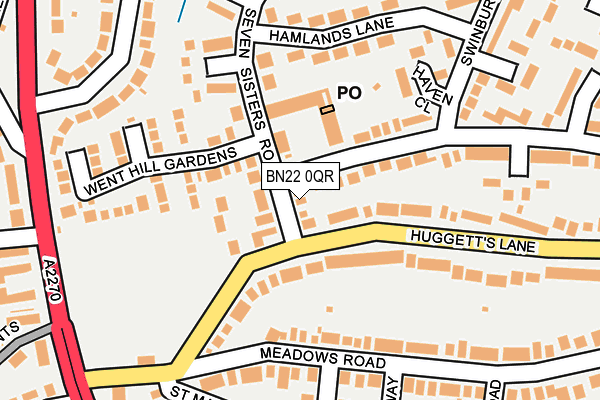 BN22 0QR map - OS OpenMap – Local (Ordnance Survey) BN22 0QR map - OS OpenMap – Local (Ordnance Survey)
