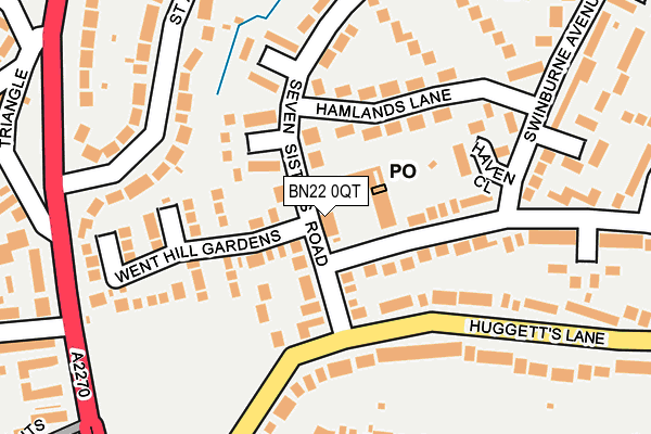 BN22 0QT map - OS OpenMap – Local (Ordnance Survey) BN22 0QT map - OS OpenMap – Local (Ordnance Survey)