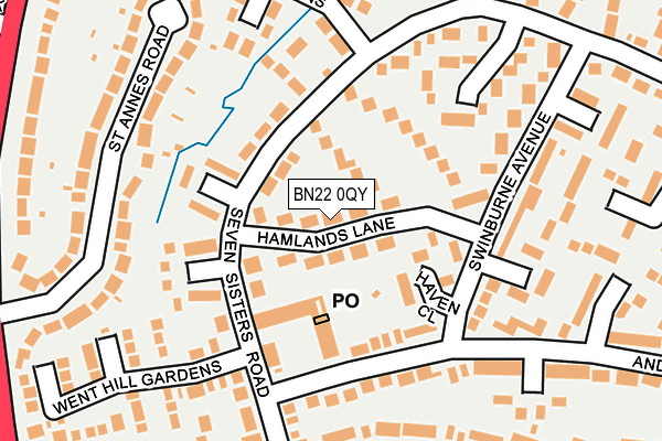 BN22 0QY map - OS OpenMap – Local (Ordnance Survey) BN22 0QY map - OS OpenMap – Local (Ordnance Survey)
