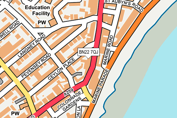 BN22 7QJ map - OS OpenMap – Local (Ordnance Survey)