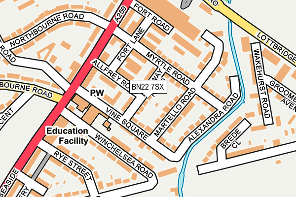 BN22 7SX map - OS OpenMap – Local (Ordnance Survey)