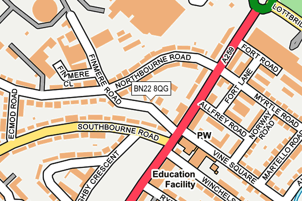 BN22 8QG map - OS OpenMap – Local (Ordnance Survey) BN22 8QG map - OS OpenMap – Local (Ordnance Survey)