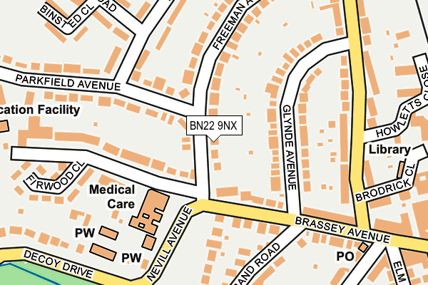 BN22 9NX map - OS OpenMap – Local (Ordnance Survey) BN22 9NX map - OS OpenMap – Local (Ordnance Survey)