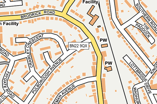 BN22 9QX map - OS OpenMap – Local (Ordnance Survey) BN22 9QX map - OS OpenMap – Local (Ordnance Survey)