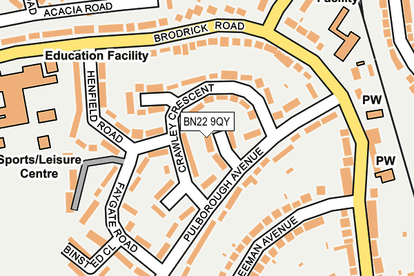 BN22 9QY map - OS OpenMap – Local (Ordnance Survey) BN22 9QY map - OS OpenMap – Local (Ordnance Survey)