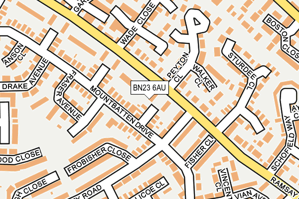 BN23 6AU map - OS OpenMap – Local (Ordnance Survey) BN23 6AU map - OS OpenMap – Local (Ordnance Survey)