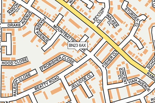 BN23 6AX map - OS OpenMap – Local (Ordnance Survey) BN23 6AX map - OS OpenMap – Local (Ordnance Survey)