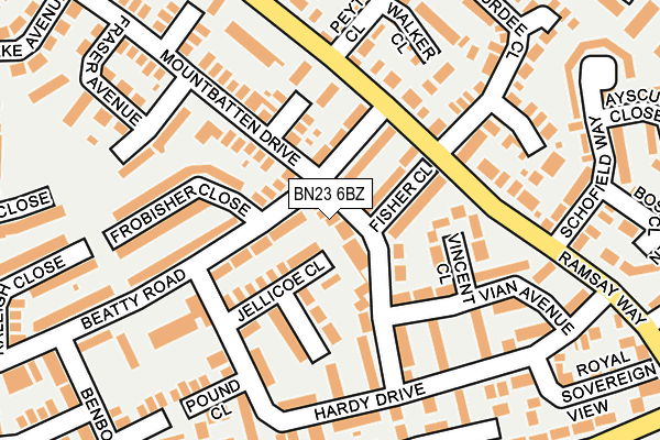 BN23 6BZ map - OS OpenMap – Local (Ordnance Survey) BN23 6BZ map - OS OpenMap – Local (Ordnance Survey)