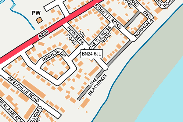BN24 6JL map - OS OpenMap – Local (Ordnance Survey)