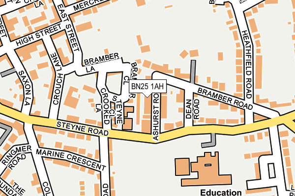 BN25 1AH map - OS OpenMap – Local (Ordnance Survey) BN25 1AH map - OS OpenMap – Local (Ordnance Survey)