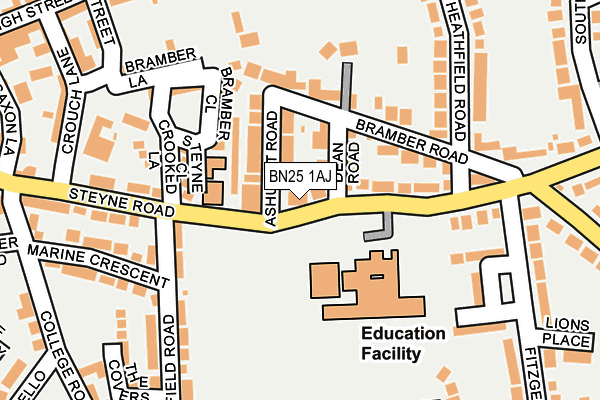 BN25 1AJ map - OS OpenMap – Local (Ordnance Survey) BN25 1AJ map - OS OpenMap – Local (Ordnance Survey)