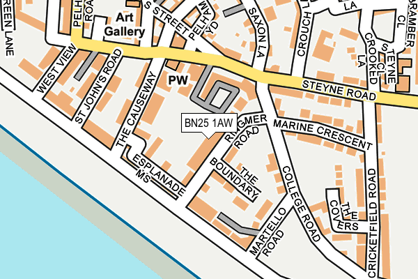 BN25 1AW map - OS OpenMap – Local (Ordnance Survey) BN25 1AW map - OS OpenMap – Local (Ordnance Survey)