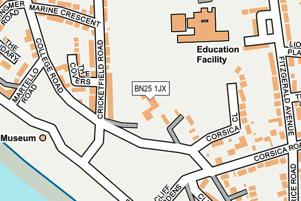 BN25 1JX map - OS OpenMap – Local (Ordnance Survey) BN25 1JX map - OS OpenMap – Local (Ordnance Survey)