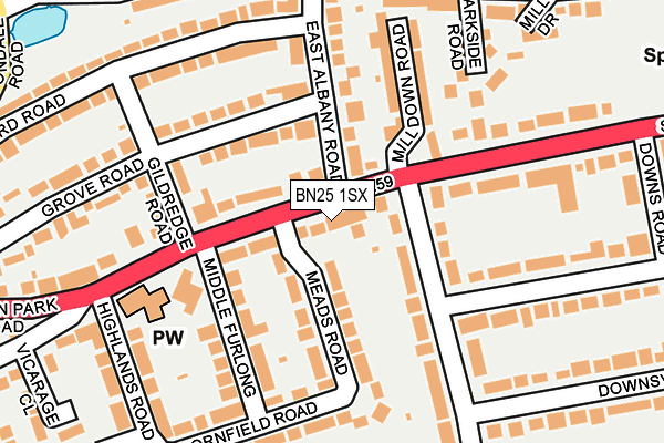 BN25 1SX map - OS OpenMap – Local (Ordnance Survey) BN25 1SX map - OS OpenMap – Local (Ordnance Survey)