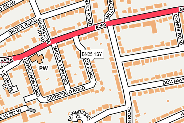 BN25 1SY map - OS OpenMap – Local (Ordnance Survey) BN25 1SY map - OS OpenMap – Local (Ordnance Survey)