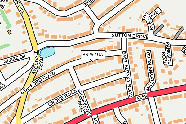 BN25 1UA map - OS OpenMap – Local (Ordnance Survey) BN25 1UA map - OS OpenMap – Local (Ordnance Survey)