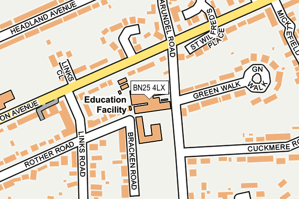 BN25 4LX map - OS OpenMap – Local (Ordnance Survey)