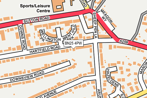 BN25 4PW map - OS OpenMap – Local (Ordnance Survey) BN25 4PW map - OS OpenMap – Local (Ordnance Survey)